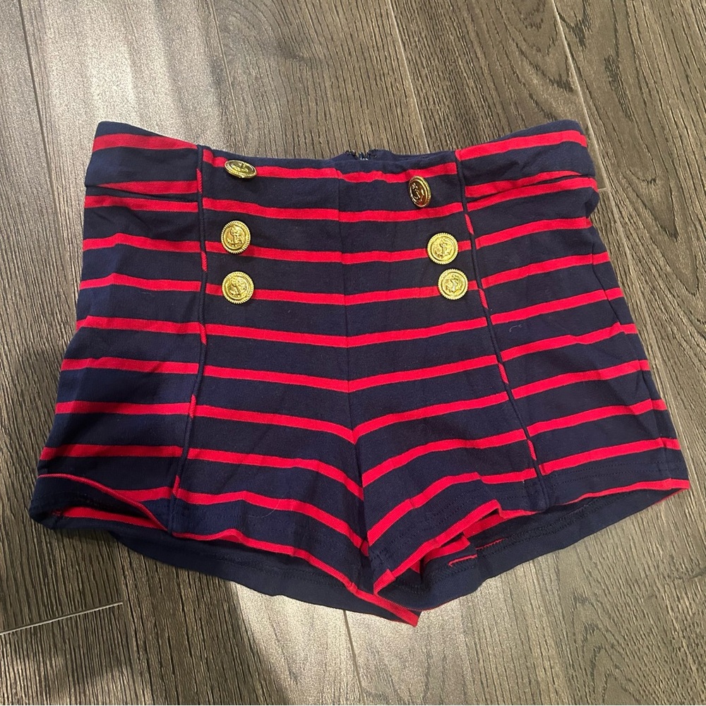 Forever 21 High Waist Blue and Red Shorts